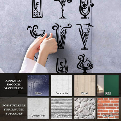 Wall Decals Pvc Drinks Cocktail Glass Collection Mixed Drink Cafe Car Body Decoration