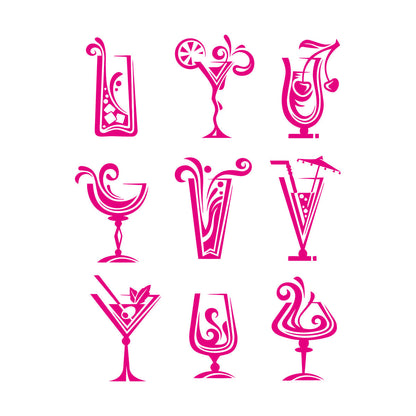 Wall Decals Pvc Drinks Cocktail Glass Collection Mixed Drink Cafe Car Body Decoration