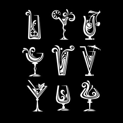 Wall Decals Pvc Drinks Cocktail Glass Collection Mixed Drink Cafe Car Body Decoration