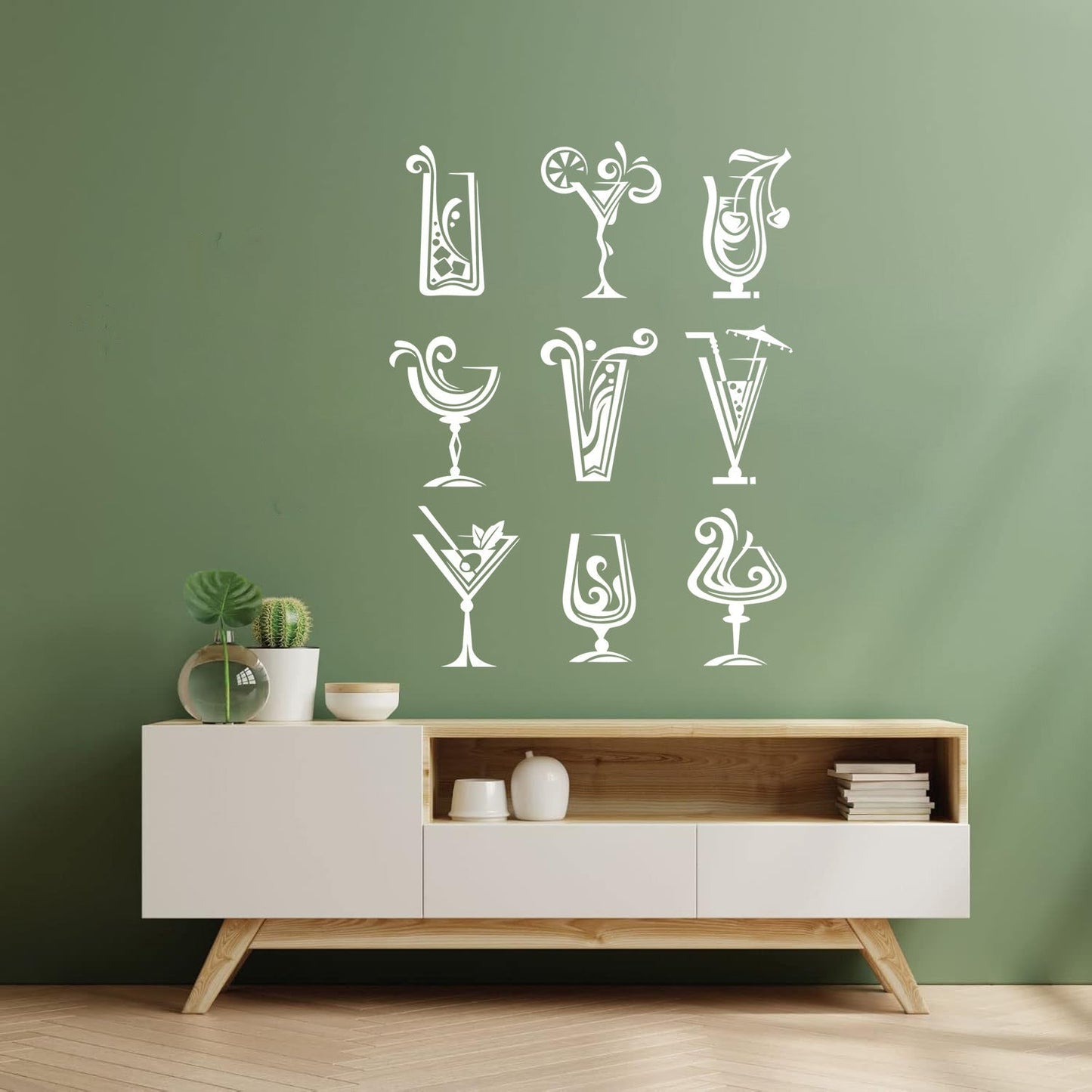 Wall Decals Pvc Drinks Cocktail Glass Collection Mixed Drink Cafe Car Body Decoration
