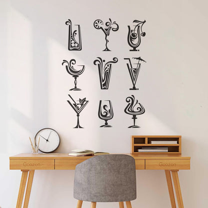 Wall Decals Pvc Drinks Cocktail Glass Collection Mixed Drink Cafe Car Body Decoration