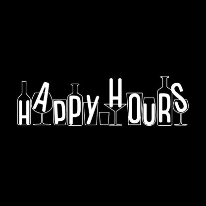 Vinyl Wall Stickers Happy Hours Beer Wine Bottle Alcohol Cocktail Glass Store Decoration