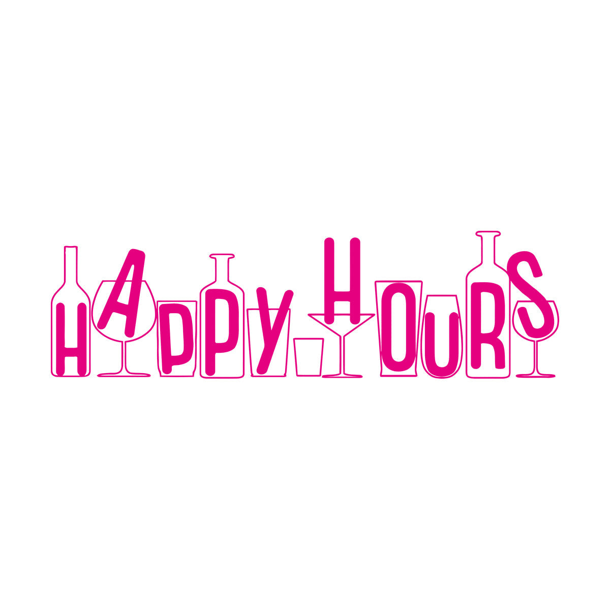 Vinyl Wall Stickers Happy Hours Beer Wine Bottle Alcohol Cocktail Glass Store Decoration