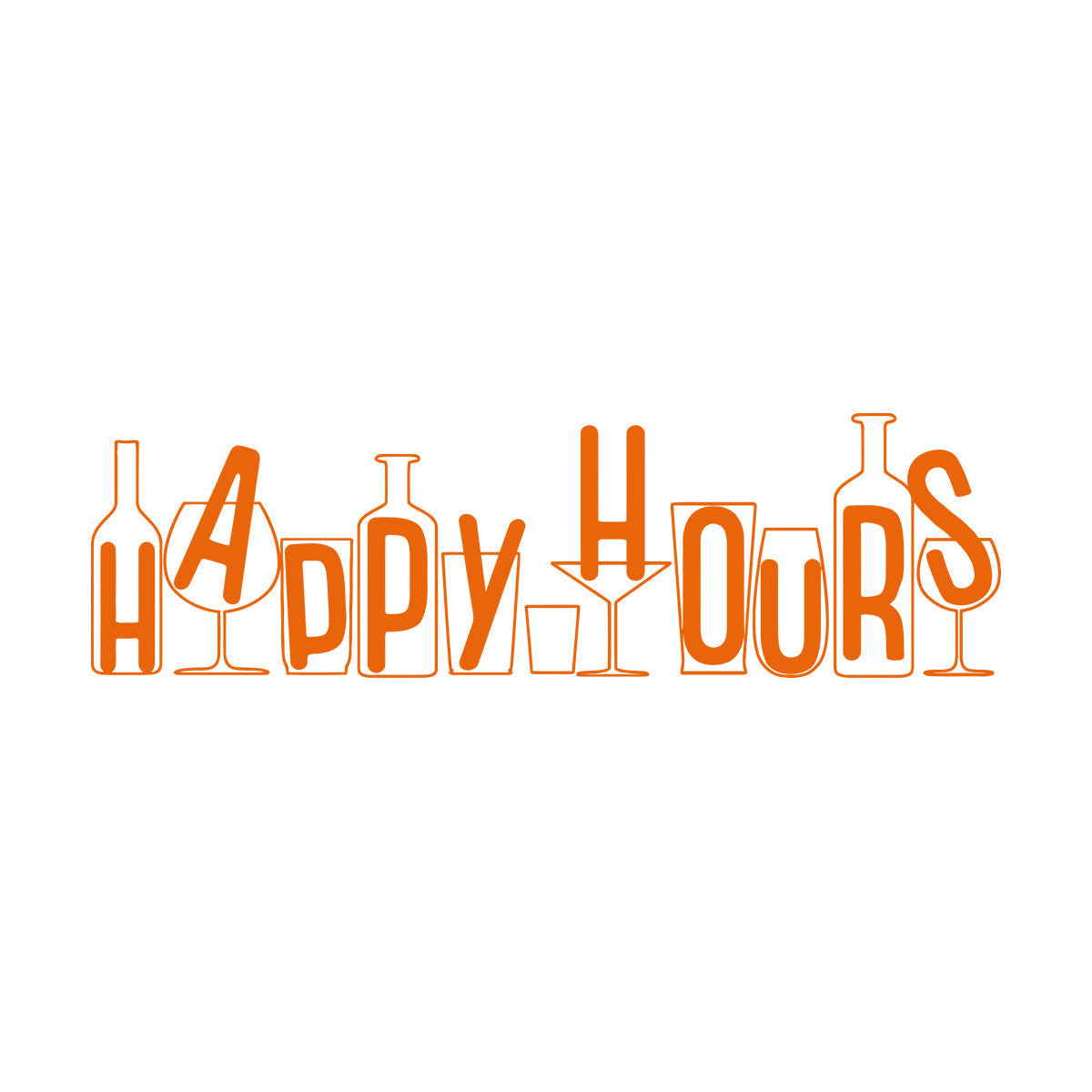Vinyl Wall Stickers Happy Hours Beer Wine Bottle Alcohol Cocktail Glass Store Decoration