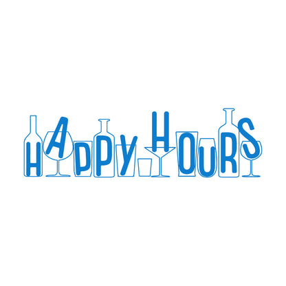 Vinyl Wall Stickers Happy Hours Beer Wine Bottle Alcohol Cocktail Glass Store Decoration