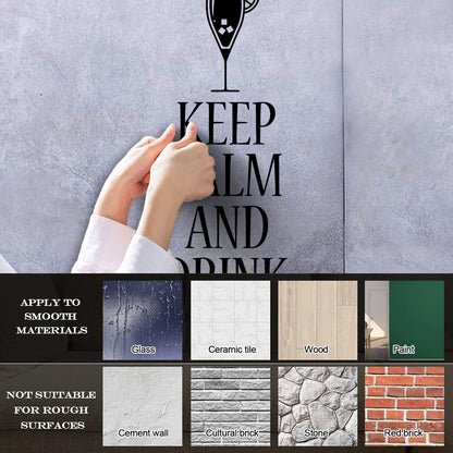 Vinyl Wall Decals Keep Calm And Drink Alcohol Cocktail Bar Pab Removable Without Leaving Glue