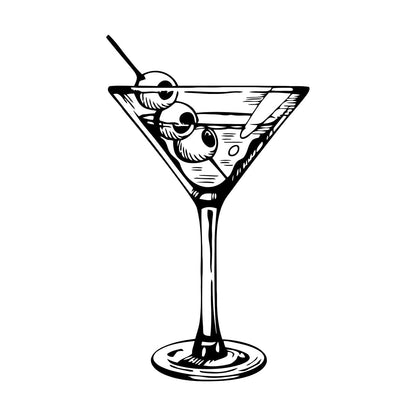 Engraving Decals Kitchen Bar Cocktail Martini Drink Glass Self Adhesive
