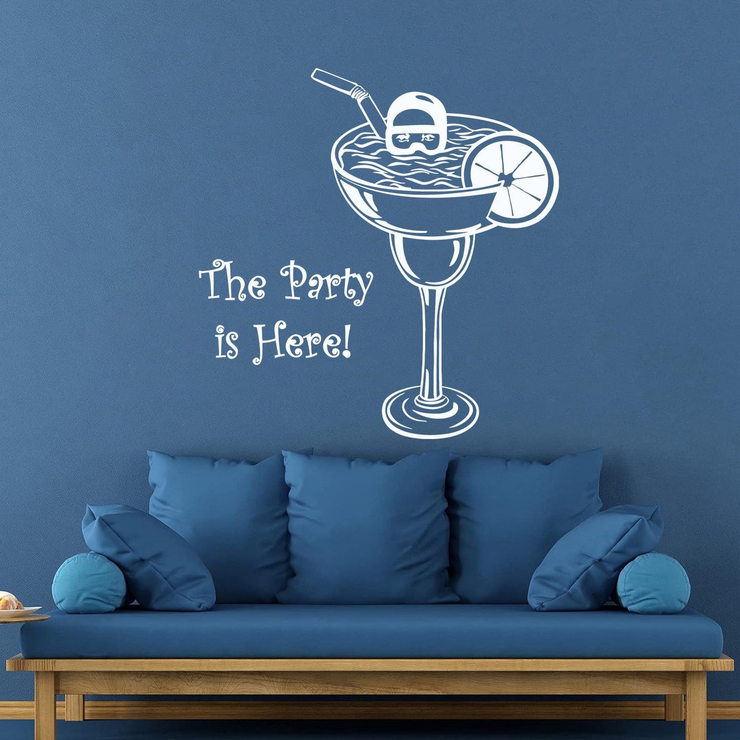 Wall Decals Pvc Party Is Here Alcohol Drink Bar Cocktail Glass Diver Can Modify And Add Information