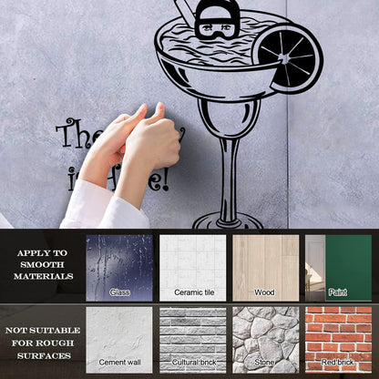 Wall Decals Pvc Party Is Here Alcohol Drink Bar Cocktail Glass Diver Can Modify And Add Information