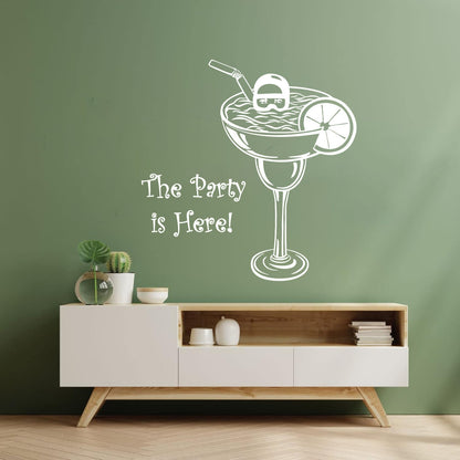 Wall Decals Pvc Party Is Here Alcohol Drink Bar Cocktail Glass Diver Can Modify And Add Information
