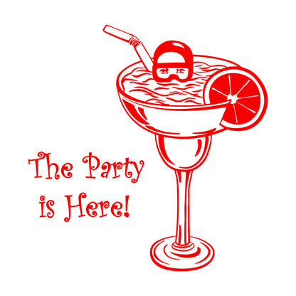 Wall Decals Pvc Party Is Here Alcohol Drink Bar Cocktail Glass Diver Can Modify And Add Information