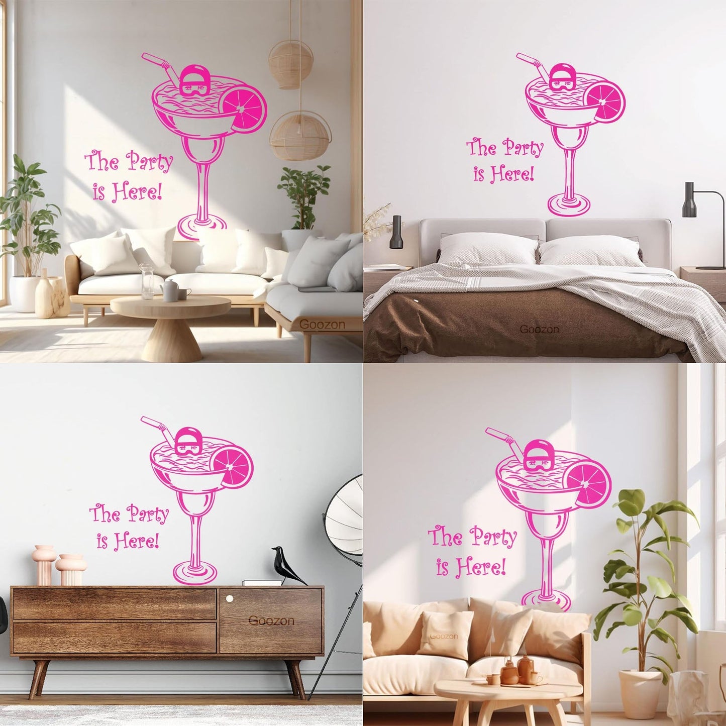 Wall Decals Pvc Party Is Here Alcohol Drink Bar Cocktail Glass Diver Can Modify And Add Information