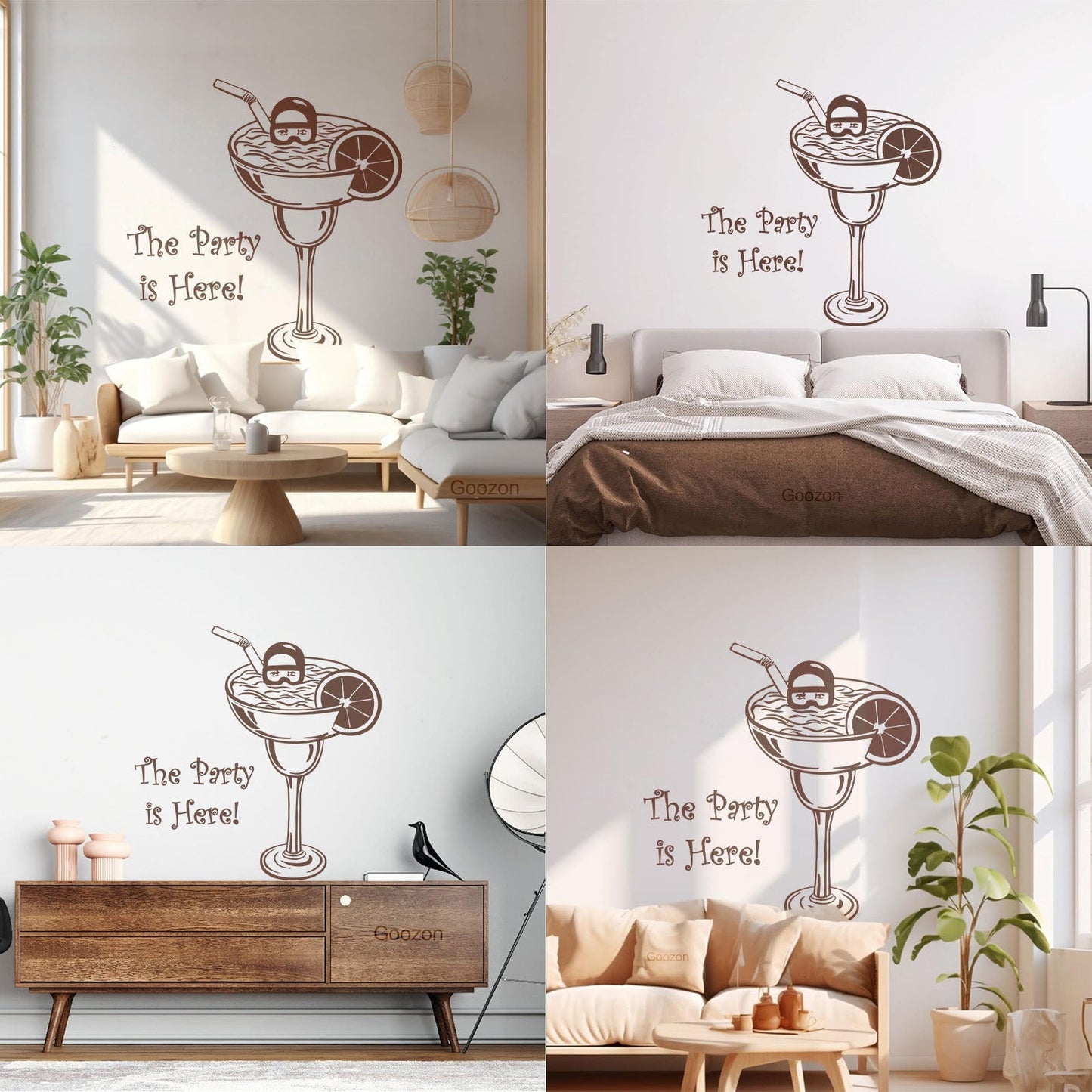 Wall Decals Pvc Party Is Here Alcohol Drink Bar Cocktail Glass Diver Can Modify And Add Information
