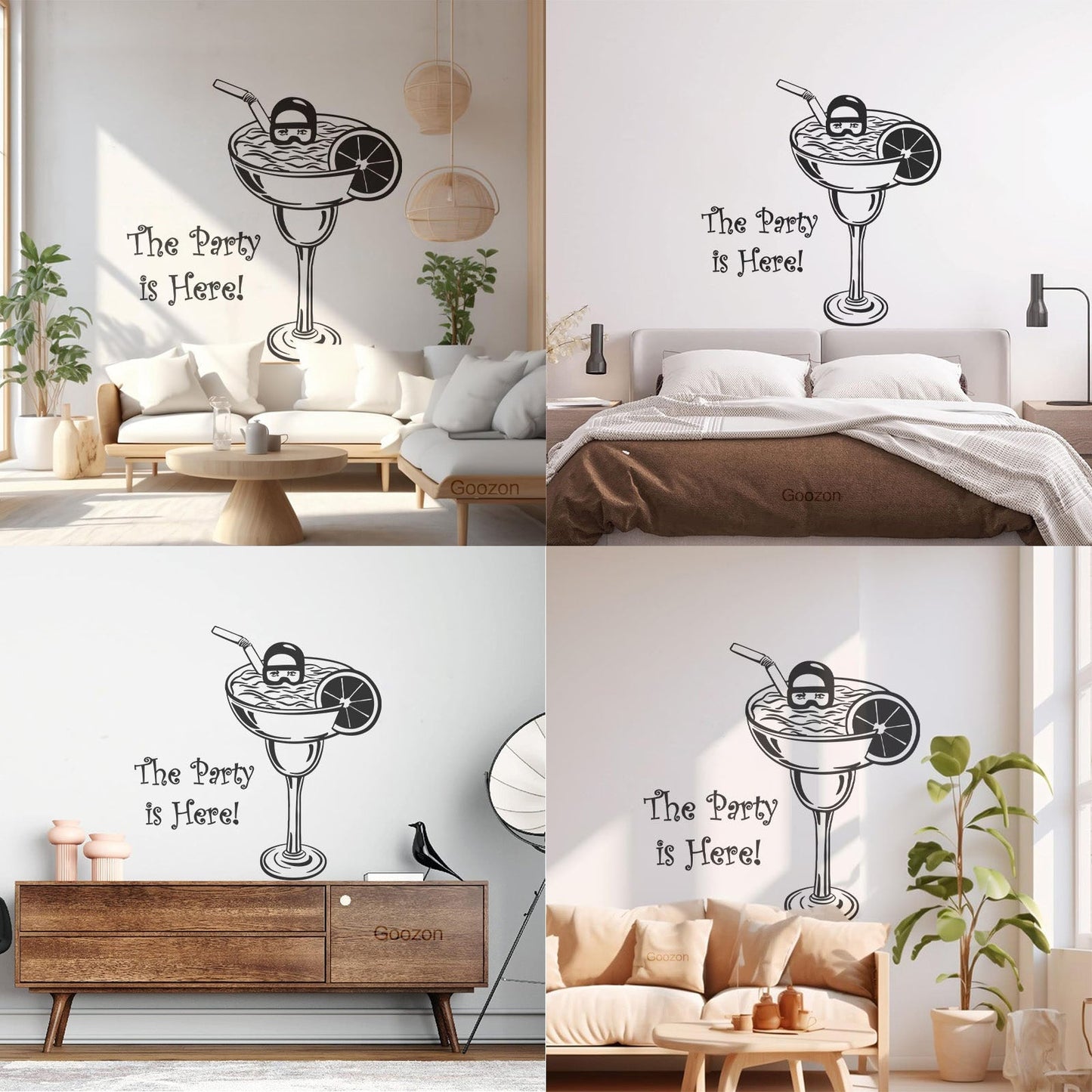 Wall Decals Pvc Party Is Here Alcohol Drink Bar Cocktail Glass Diver Can Modify And Add Information
