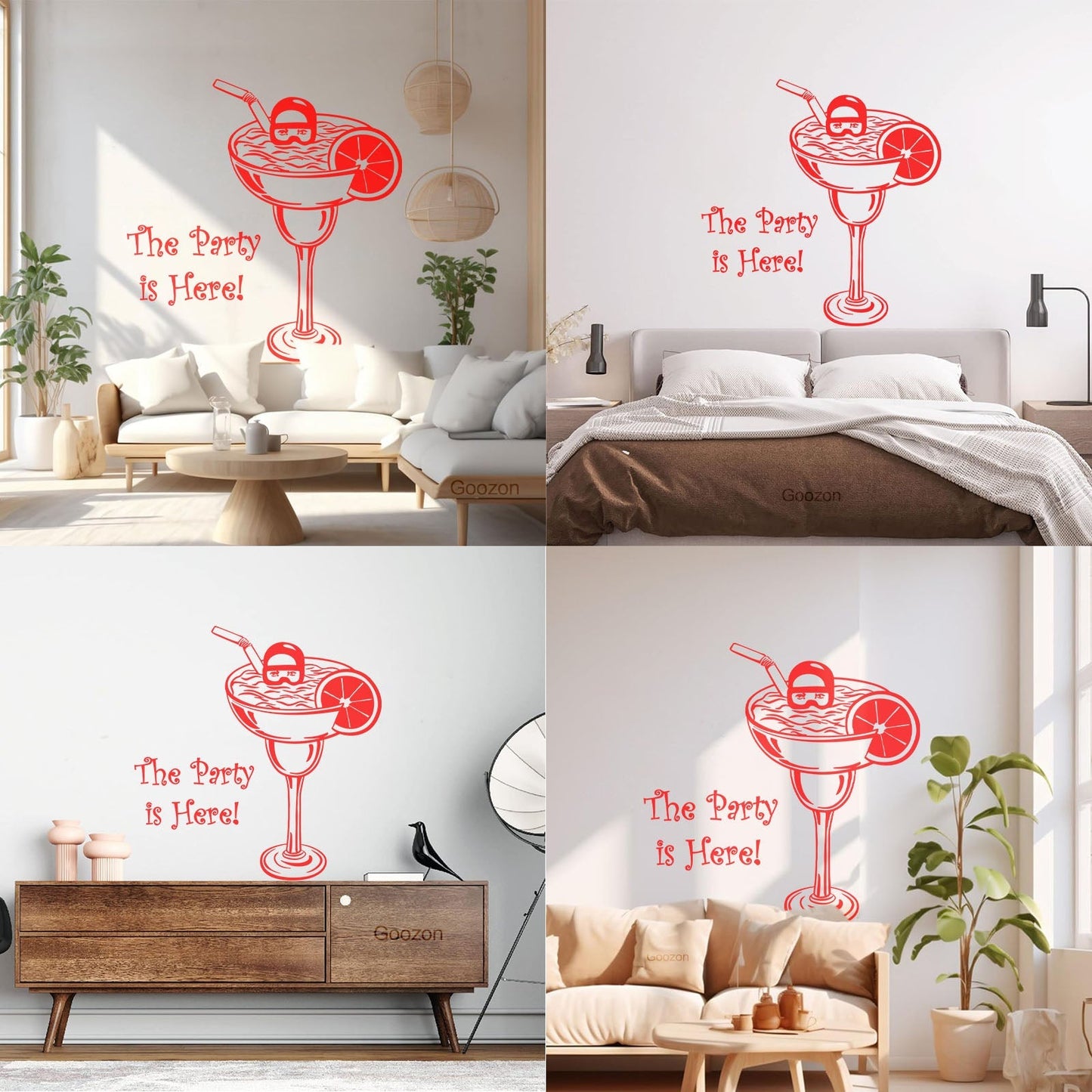 Wall Decals Pvc Party Is Here Alcohol Drink Bar Cocktail Glass Diver Can Modify And Add Information