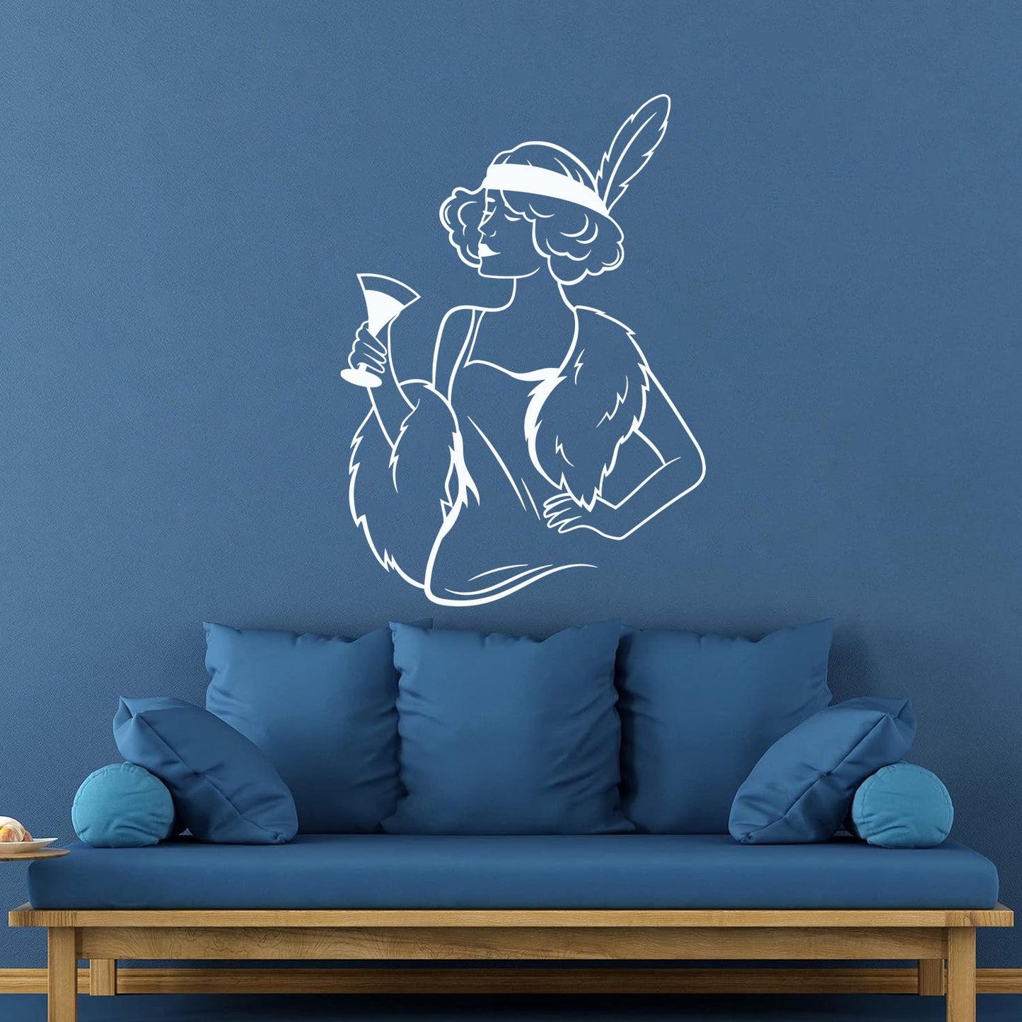 Retro Woman Beautiful Lady Cocktail Fashion Vinyl Wall Stickers Car Body Decoration