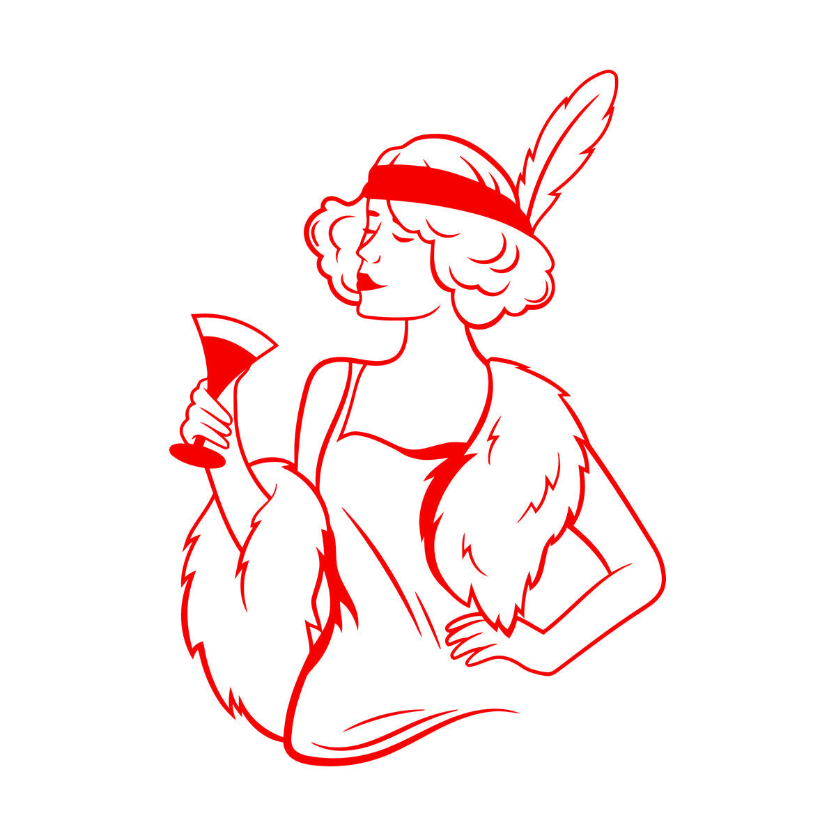 Retro Woman Beautiful Lady Cocktail Fashion Vinyl Wall Stickers Car Body Decoration