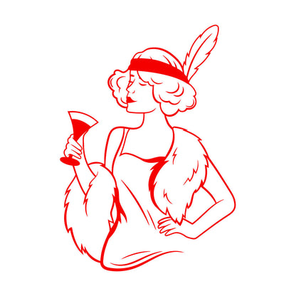 Retro Woman Beautiful Lady Cocktail Fashion Vinyl Wall Stickers Car Body Decoration