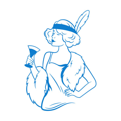 Retro Woman Beautiful Lady Cocktail Fashion Vinyl Wall Stickers Car Body Decoration