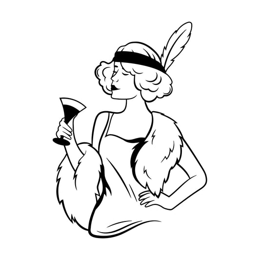 Retro Woman Beautiful Lady Cocktail Fashion Vinyl Wall Stickers Car Body Decoration