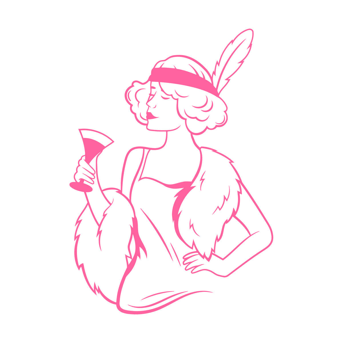 Retro Woman Beautiful Lady Cocktail Fashion Vinyl Wall Stickers Car Body Decoration