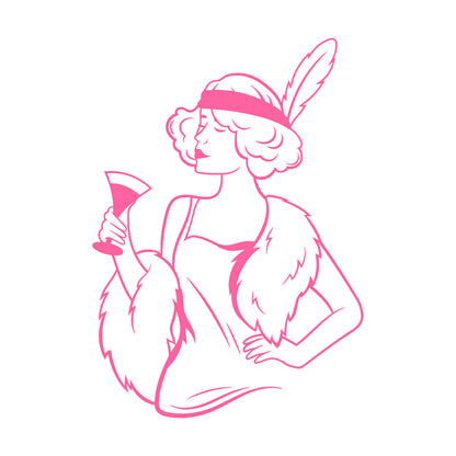 Retro Woman Beautiful Lady Cocktail Fashion Vinyl Wall Stickers Car Body Decoration