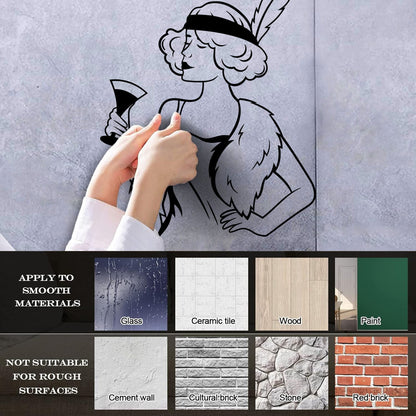 Retro Woman Beautiful Lady Cocktail Fashion Vinyl Wall Stickers Car Body Decoration