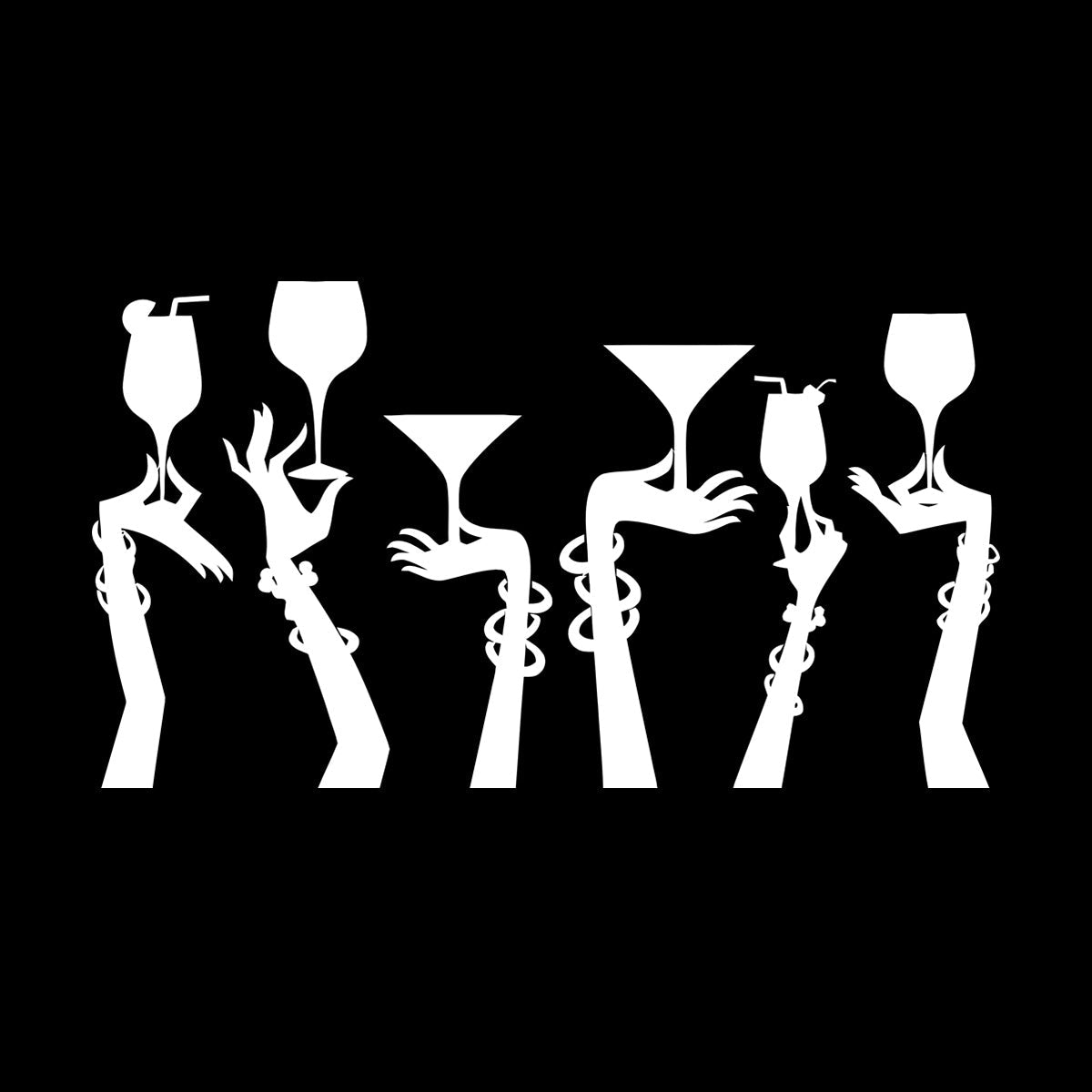 Wall Stickers Paster Paper Woman Hands Cocktail Glass Party Bar Night Club Removable Without Leaving Glue