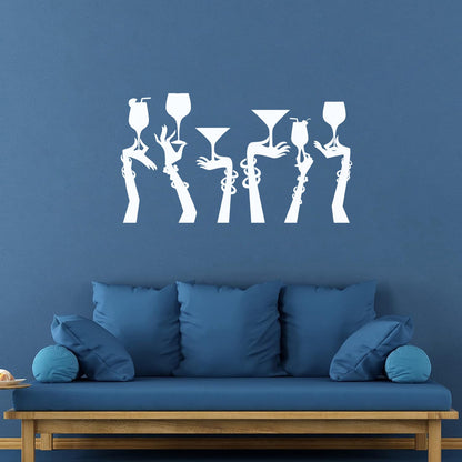 Wall Stickers Paster Paper Woman Hands Cocktail Glass Party Bar Night Club Removable Without Leaving Glue