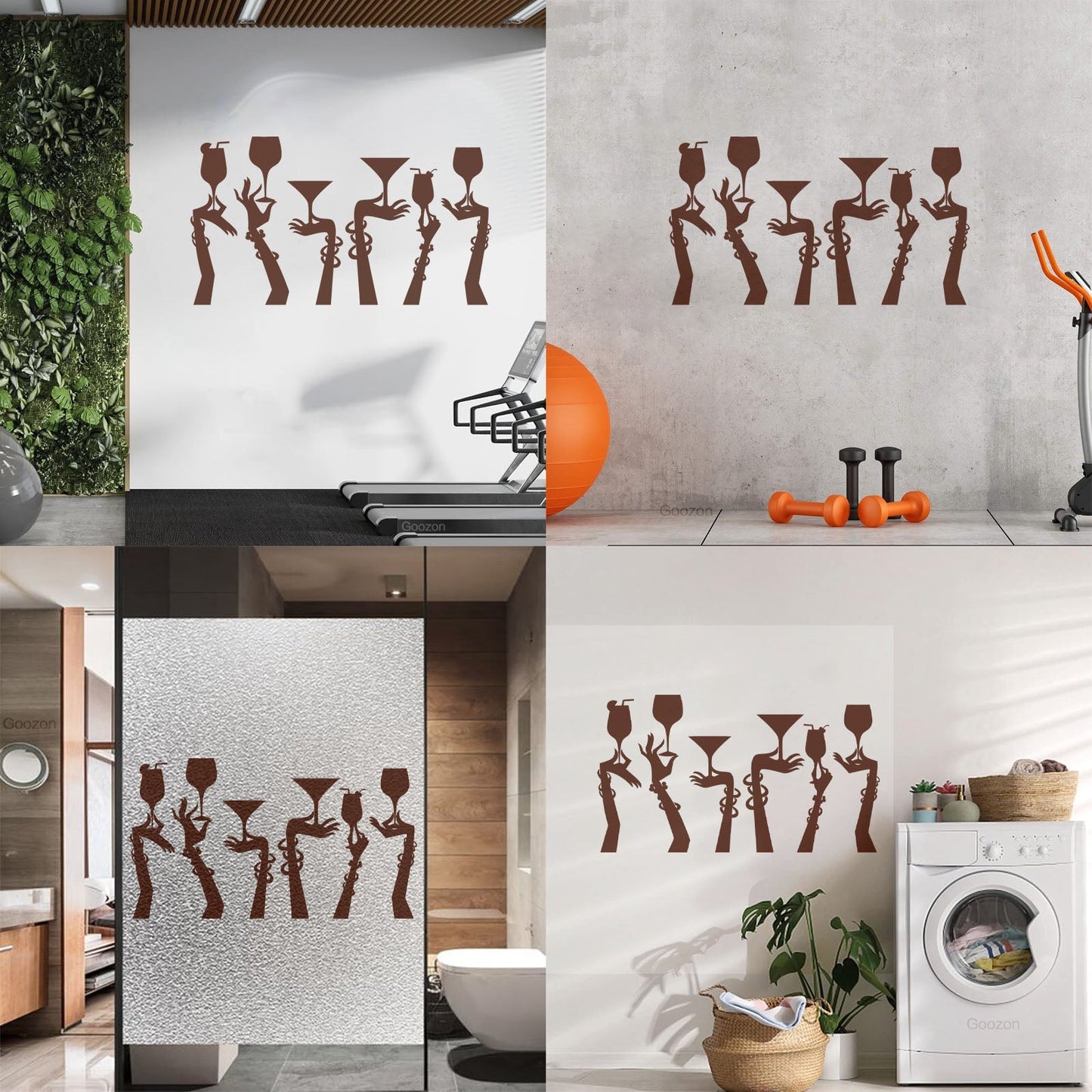 Wall Stickers Paster Paper Woman Hands Cocktail Glass Party Bar Night Club Removable Without Leaving Glue