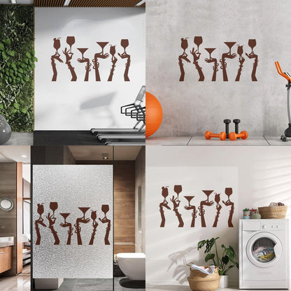 Wall Stickers Paster Paper Woman Hands Cocktail Glass Party Bar Night Club Removable Without Leaving Glue