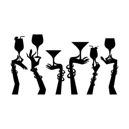 Wall Stickers Paster Paper Woman Hands Cocktail Glass Party Bar Night Club Removable Without Leaving Glue