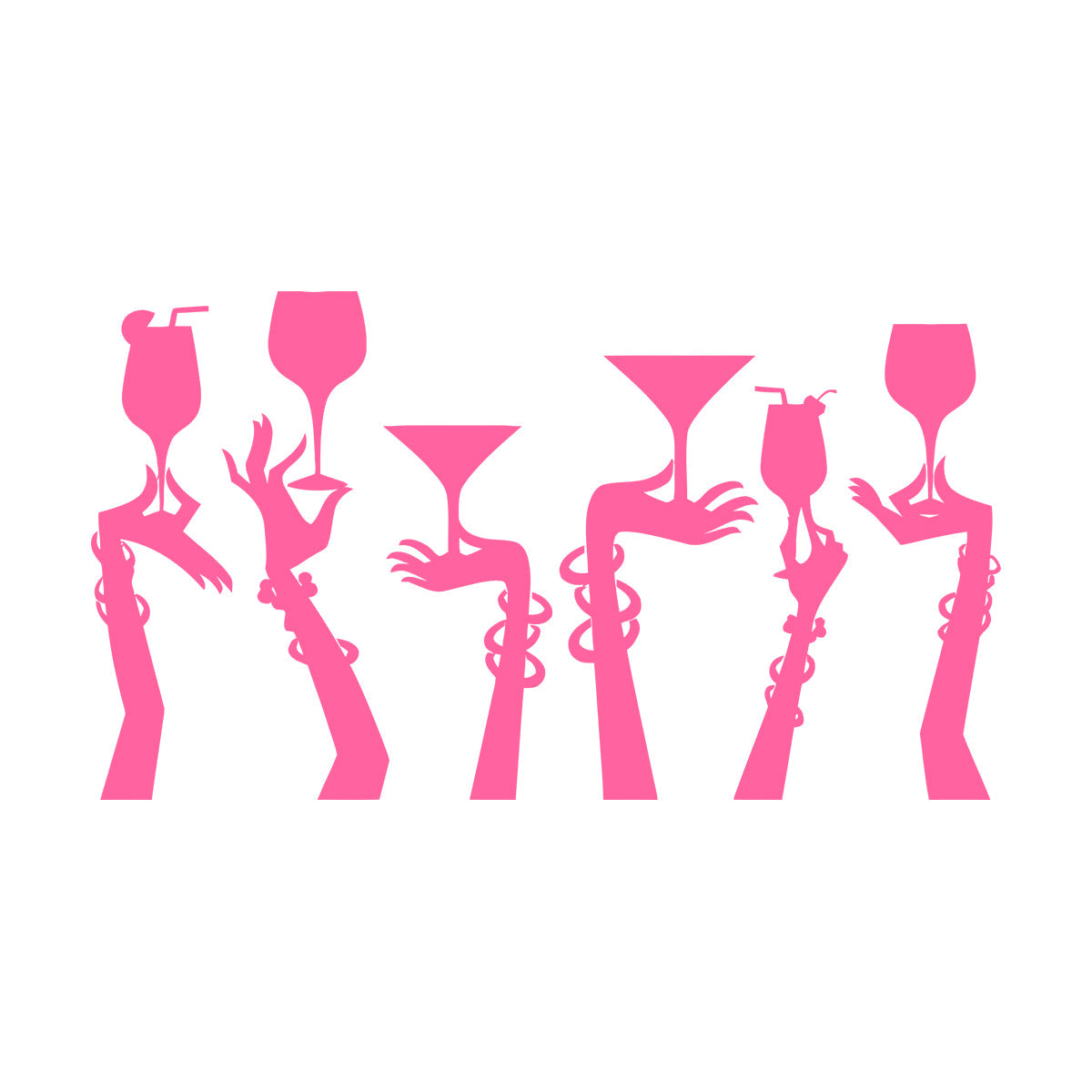 Wall Stickers Paster Paper Woman Hands Cocktail Glass Party Bar Night Club Removable Without Leaving Glue
