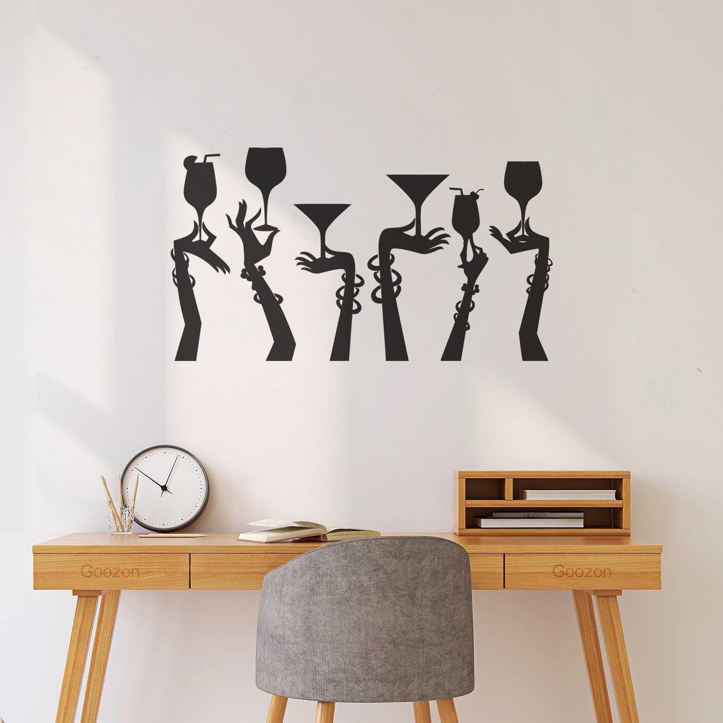 Wall Stickers Paster Paper Woman Hands Cocktail Glass Party Bar Night Club Removable Without Leaving Glue