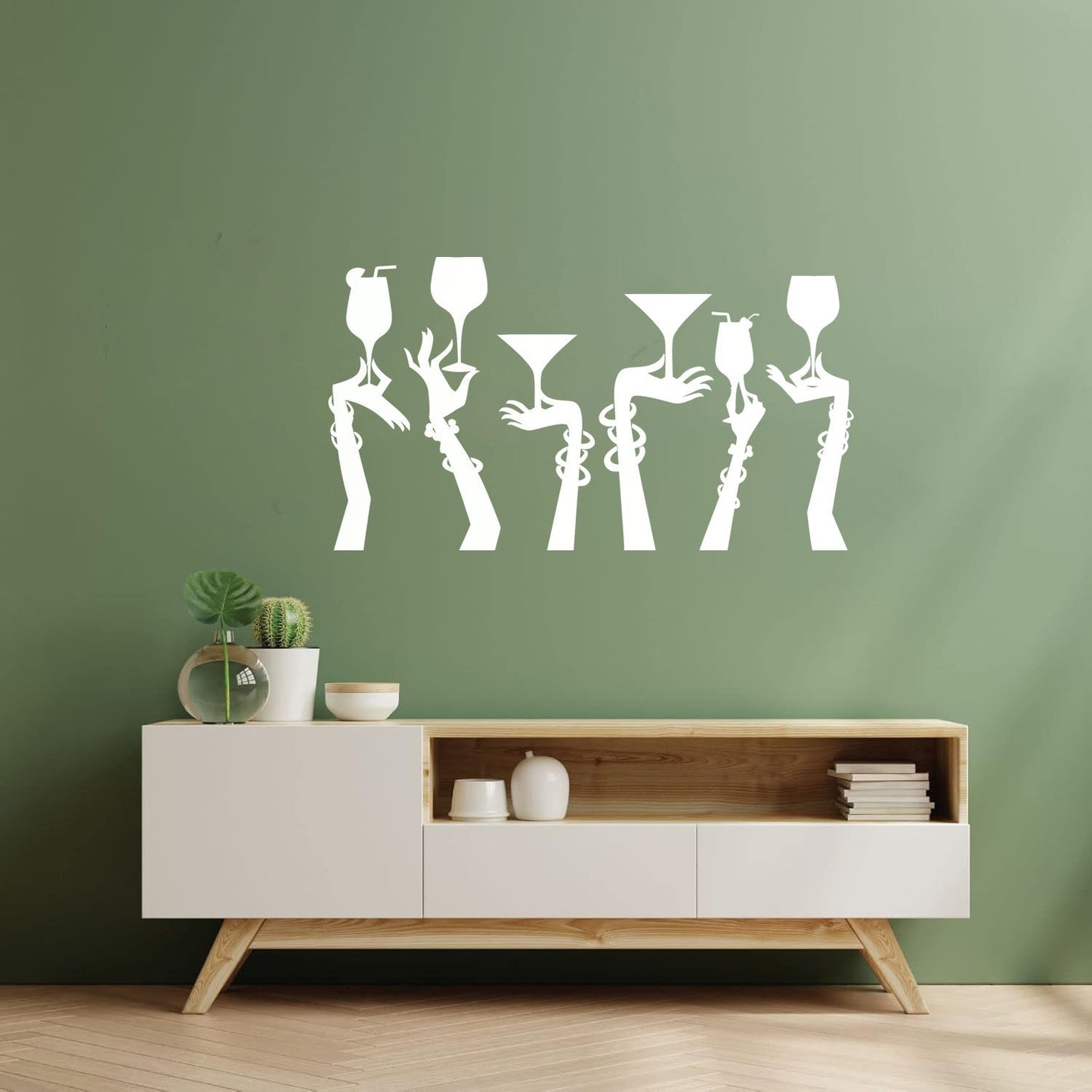 Wall Stickers Paster Paper Woman Hands Cocktail Glass Party Bar Night Club Removable Without Leaving Glue