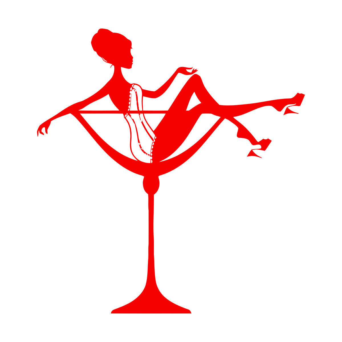 Fine Carving Stickers Appeal Woman Cocktail Glass Pin Up Do Not Damage The Wall Surface
