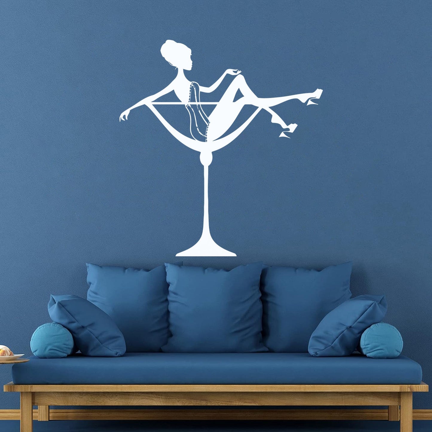 Fine Carving Stickers Appeal Woman Cocktail Glass Pin Up Do Not Damage The Wall Surface