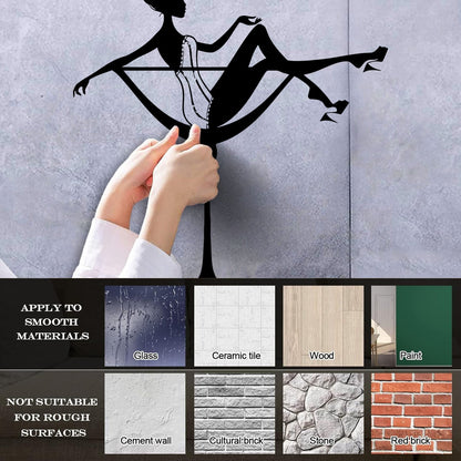 Fine Carving Stickers Appeal Woman Cocktail Glass Pin Up Do Not Damage The Wall Surface