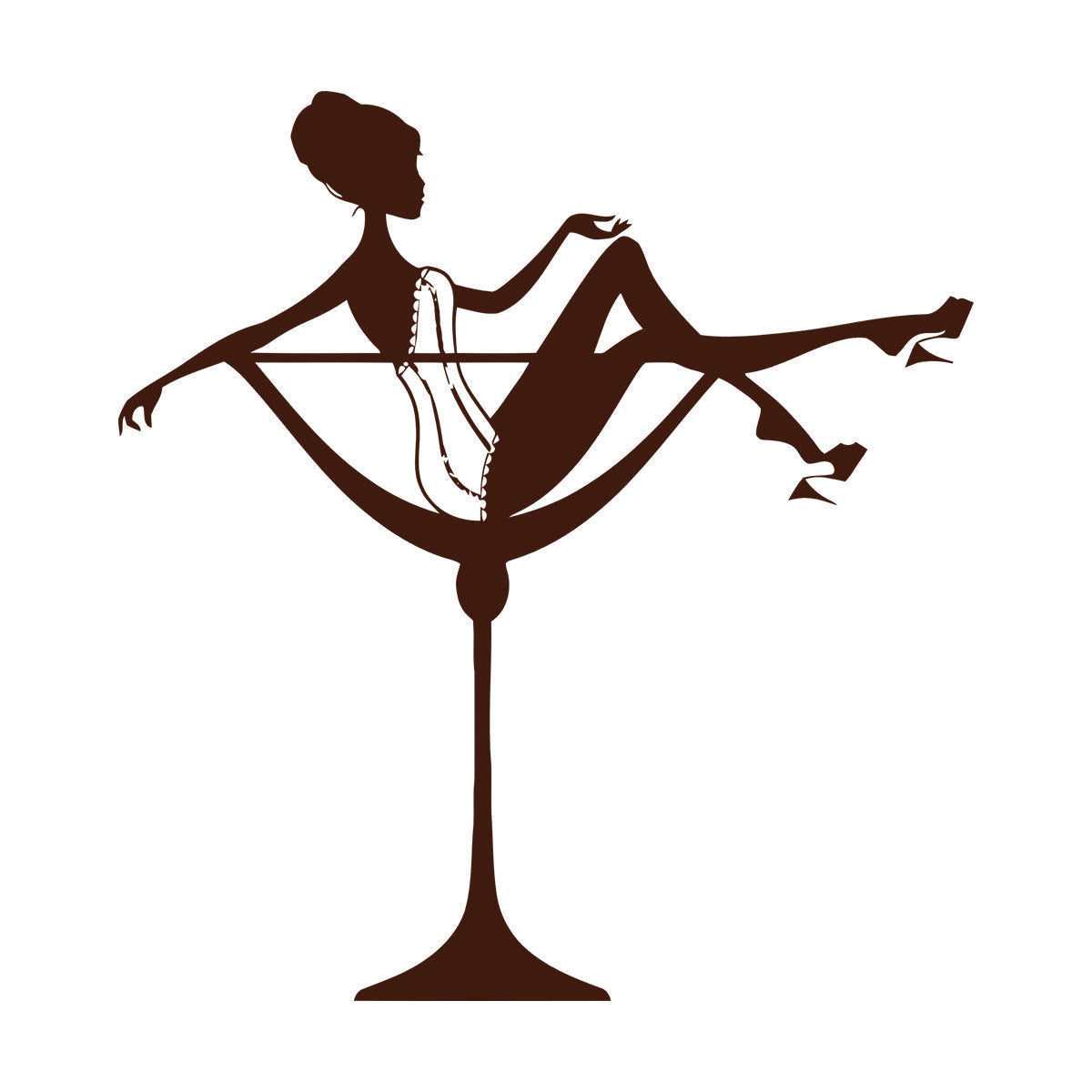 Fine Carving Stickers Appeal Woman Cocktail Glass Pin Up Do Not Damage The Wall Surface