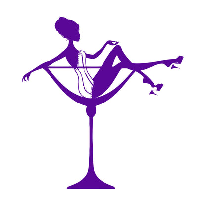 Fine Carving Stickers Appeal Woman Cocktail Glass Pin Up Do Not Damage The Wall Surface
