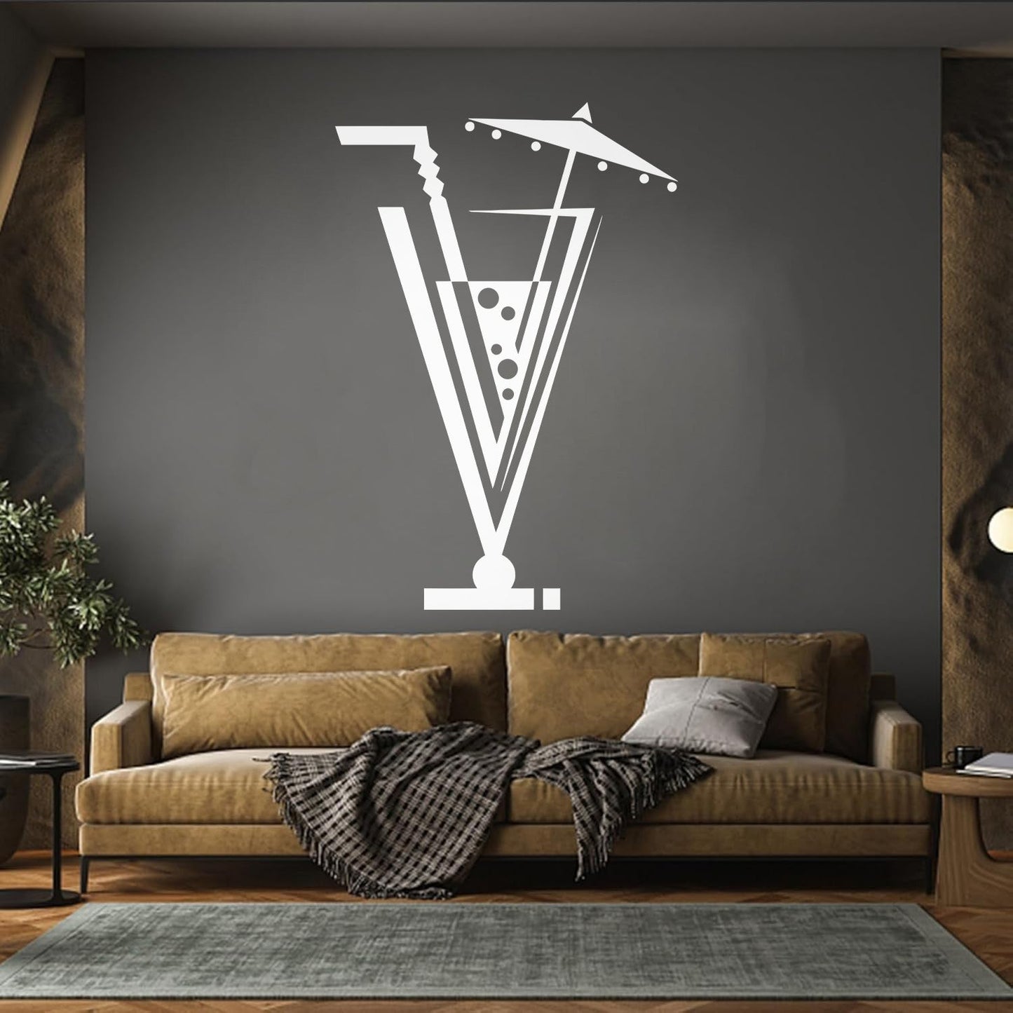 Drinks Collection Cocktail Glass Straw Umbrella Home N Vinyl Art Sticker Easy Installation