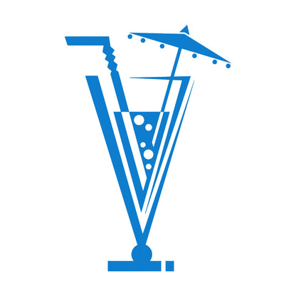 Drinks Collection Cocktail Glass Straw Umbrella Home N Vinyl Art Sticker Easy Installation