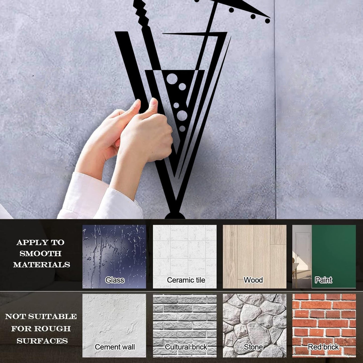 Drinks Collection Cocktail Glass Straw Umbrella Home N Vinyl Art Sticker Easy Installation