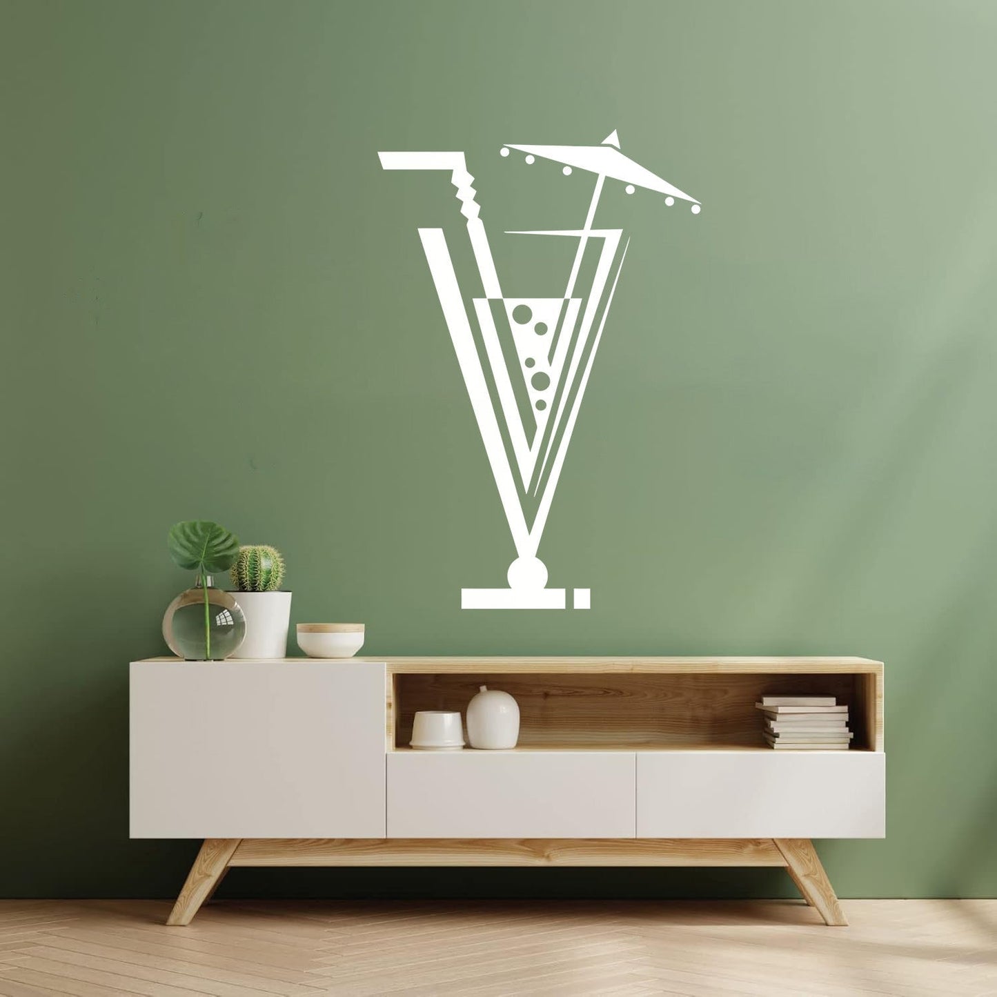 Drinks Collection Cocktail Glass Straw Umbrella Home N Vinyl Art Sticker Easy Installation
