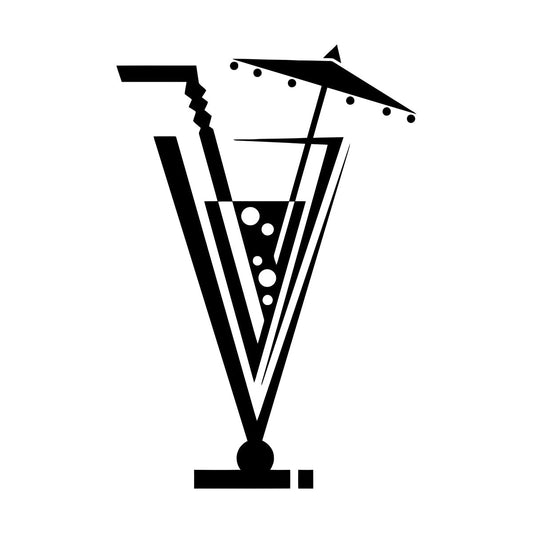 Drinks Collection Cocktail Glass Straw Umbrella Home N Vinyl Art Sticker Easy Installation