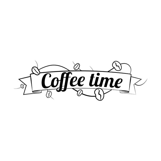 Vinyl Wall Decals Coffee Time Cafe Coffee Bean Lettering Quote Wall Beautification