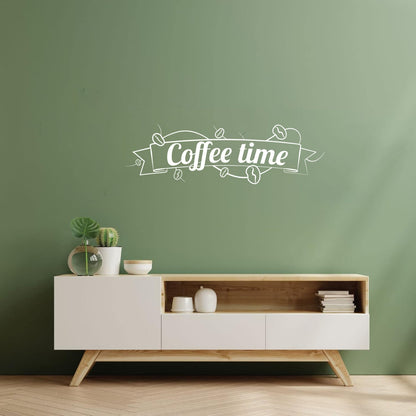 Vinyl Wall Decals Coffee Time Cafe Coffee Bean Lettering Quote Wall Beautification