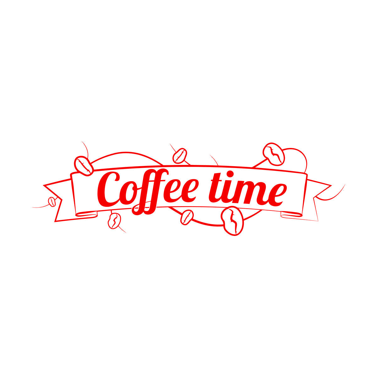 Vinyl Wall Decals Coffee Time Cafe Coffee Bean Lettering Quote Wall Beautification
