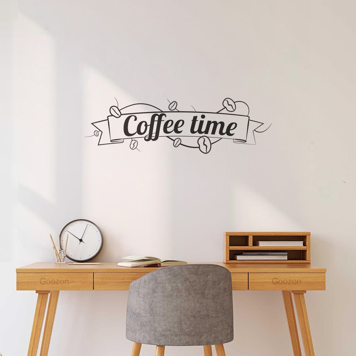 Vinyl Wall Decals Coffee Time Cafe Coffee Bean Lettering Quote Wall Beautification