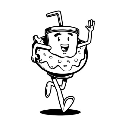 Mural And Wall Vinyl Decal Funny Cup Cafe Coffee Donut Window Decals